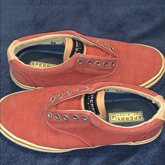 red sperry boat shoes